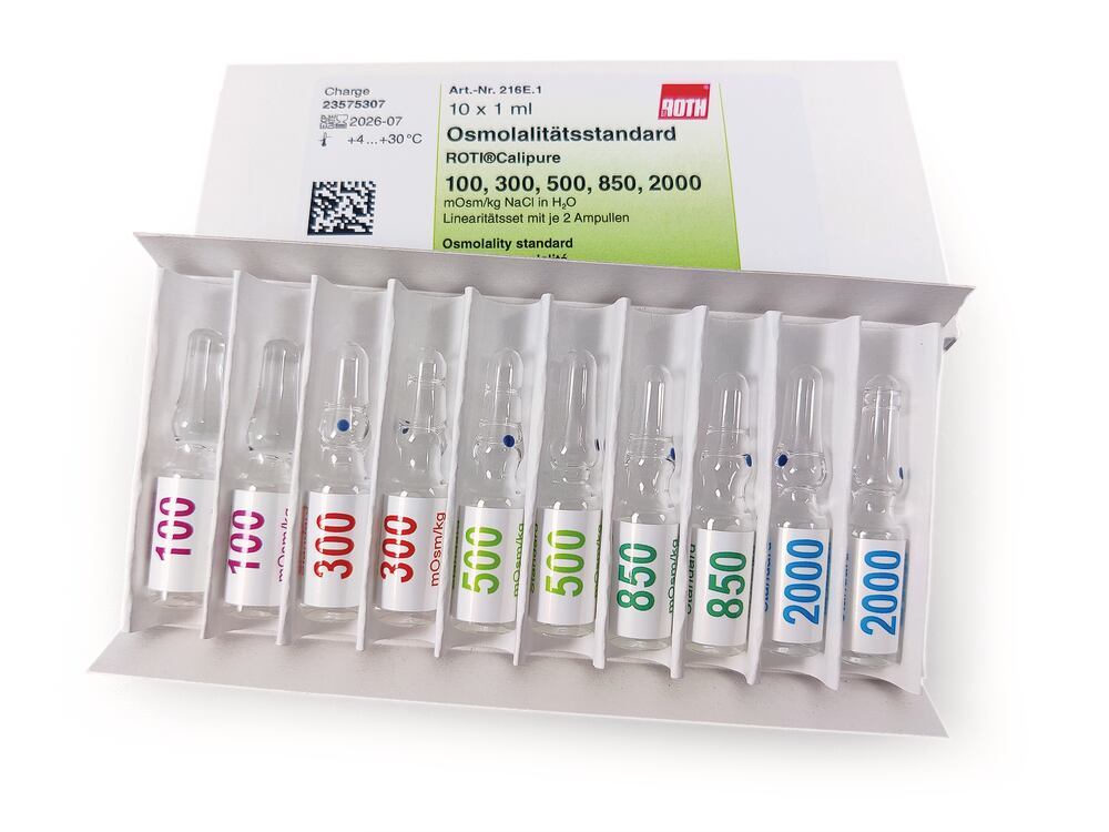Standards for Osmolality, ROTI®Calipure linearity set, 10 ml, glass ampoule - Luminix Health