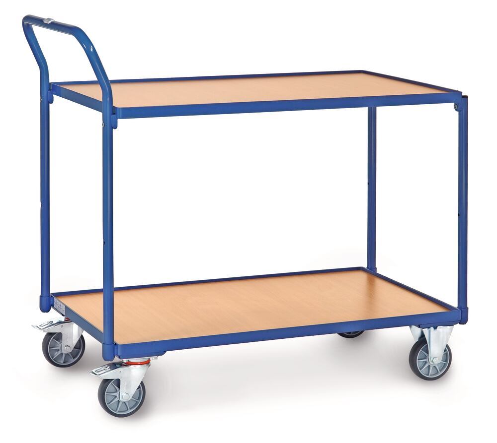 Shelf trolley, wood, 2 shelves, 1000 x 600 mm, 1 unit(s) - Luminix Health