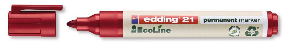 21 EcoLine permanent marker, Red, line width 1.5-3 mm, 10 unit(s) - Luminix Health