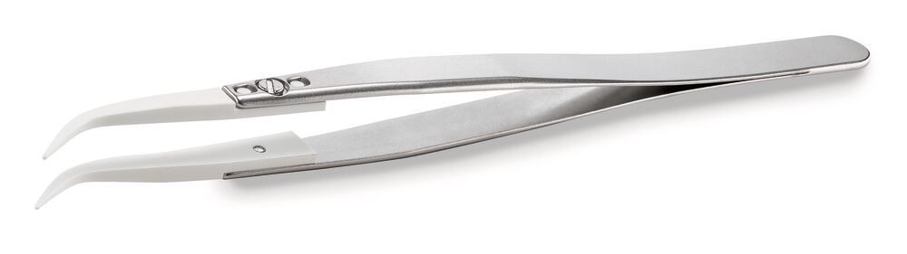 ROTILABO® ceramic tweezers, W. stain st hand, curved, pointed 0.7 mm, 1 unit(s) - Luminix Health