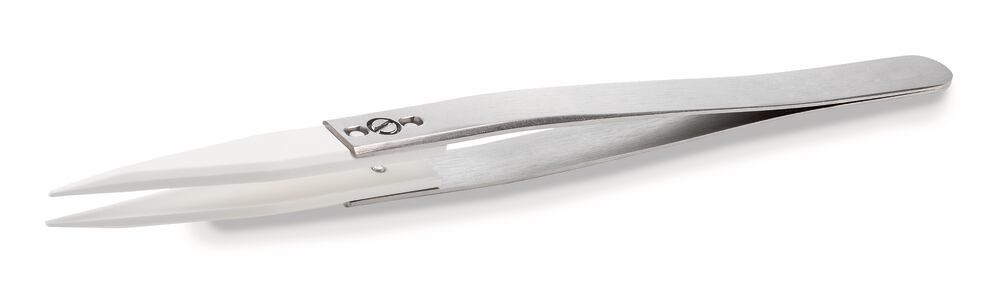 ROTILABO® ceramic tweezers, W. stain st hand, straight, pointed 1mm, 1 unit(s) - Luminix Health