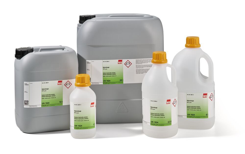 Sodium hydroxide solution, 20 %, p.a., 1 l, plastic - Luminix Health