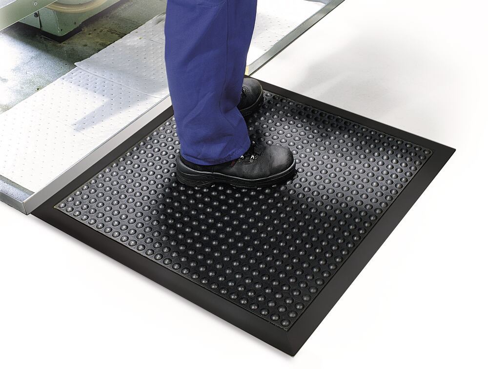 Ergonomic SANIPA workplace mat, Black, black edge, 80 x 80 x 13.5 mm, 1 unit(s) - Luminix Health