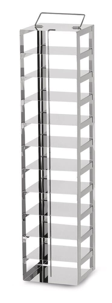 Tall stainless steel cryogenic rack, 1x4, for a box height of 130 mm, 1 unit(s) - Luminix Health