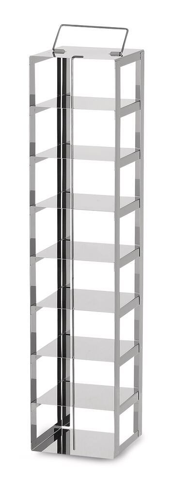 Tall stainless steel cryogenic rack, 1x8, for a box height of 75 mm, 1 unit(s) - Luminix Health