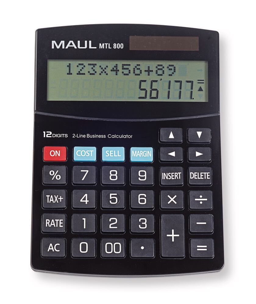 MTL 800 solar-powered pocket calculator, L 190 x W 140 x H 30 mm, 196 g - Luminix Health