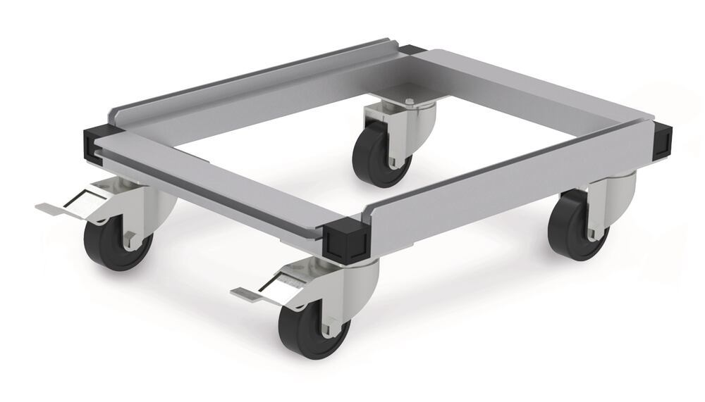 Roller trolleys f b.safe collecting tray, Aluminium, for 20 l HDPE-EX tray - Luminix Health