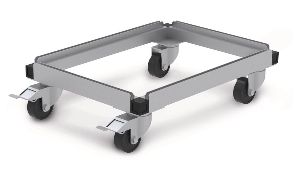 Roller trolleys f b.safe collecting tray, Aluminium, for 25 l HDPE tray - Luminix Health