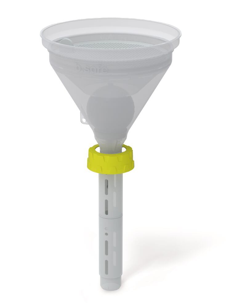 b.safe 180 safety funnels, S 90 w. sieve, splash prot., ball valve, 1 unit(s) - Luminix Health
