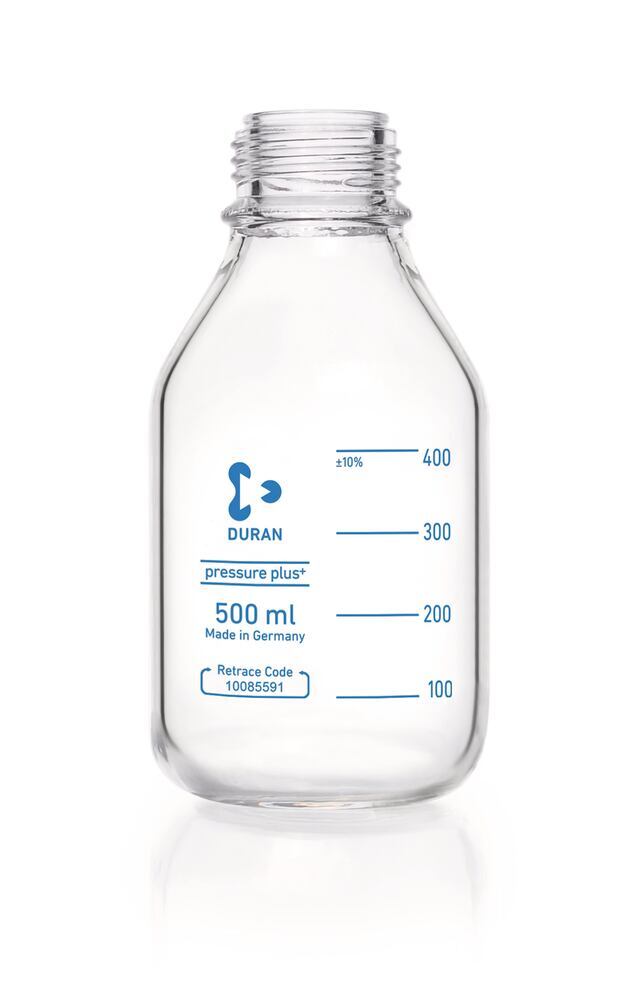 DURAN® pressure+protect+ scr. top bottle, with dust cap, 500 ml, clear glass - Luminix Health