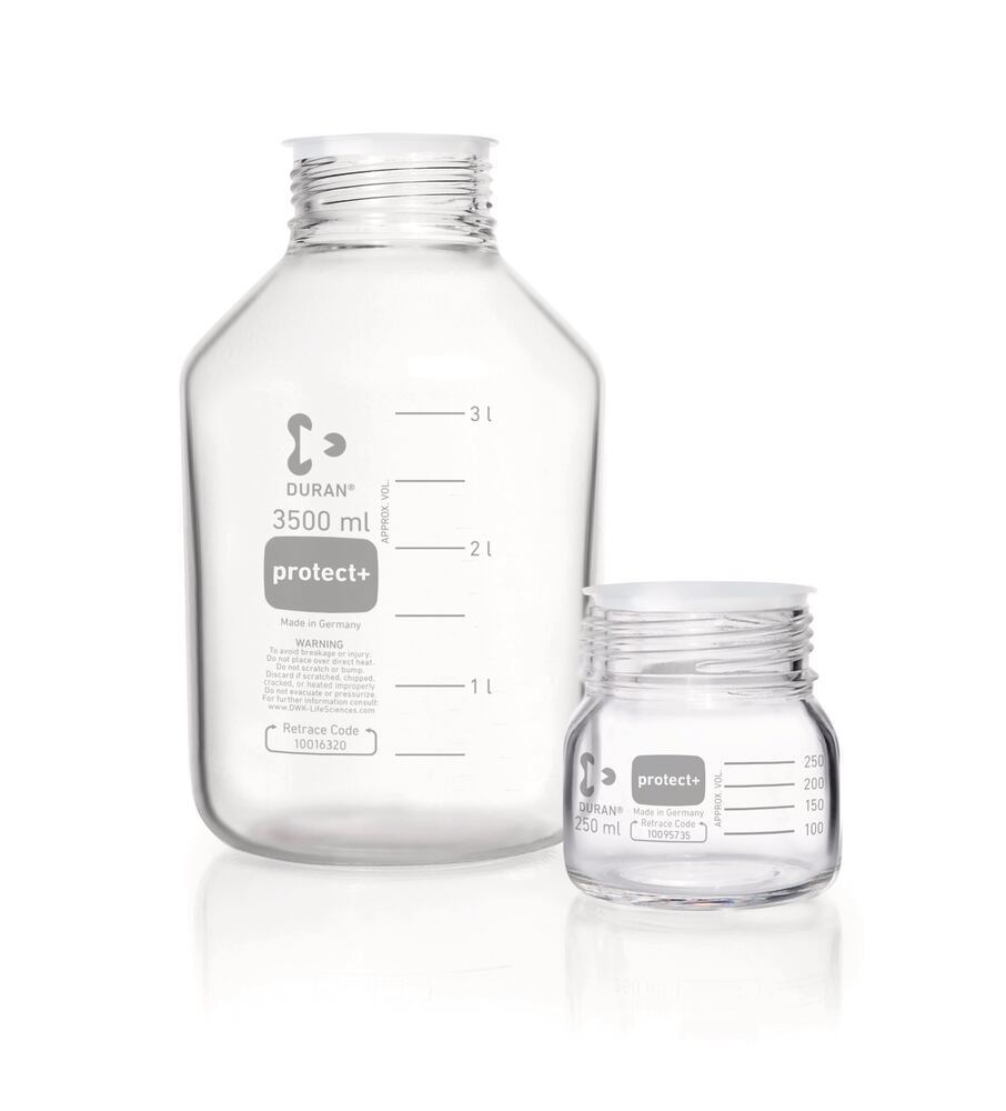 DURAN® protect+ wide mouth bottle, Clear glass, 500 ml, GLS 80 thread - Luminix Health
