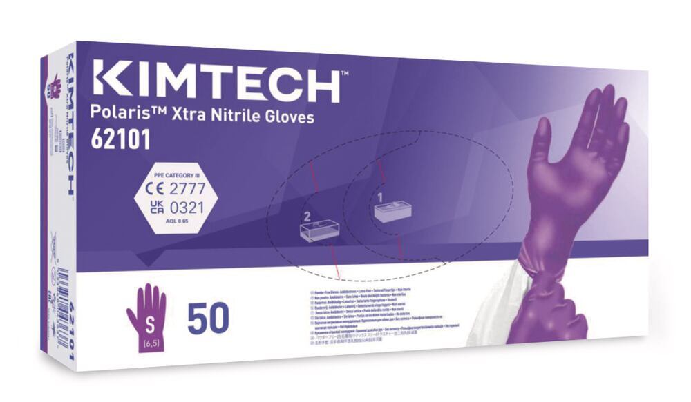 Kimtech Polaris Xtra disposable gloves, Nitrile, size S, length 300 mm - Luminix Health