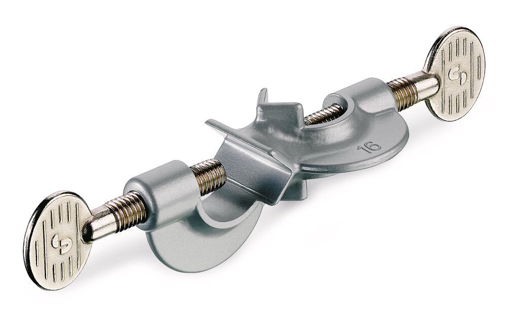 Die-cast zinc right-angle dbl. bosshead, for stand rods up to Ø 16 mm, 1 unit(s) - Luminix Health