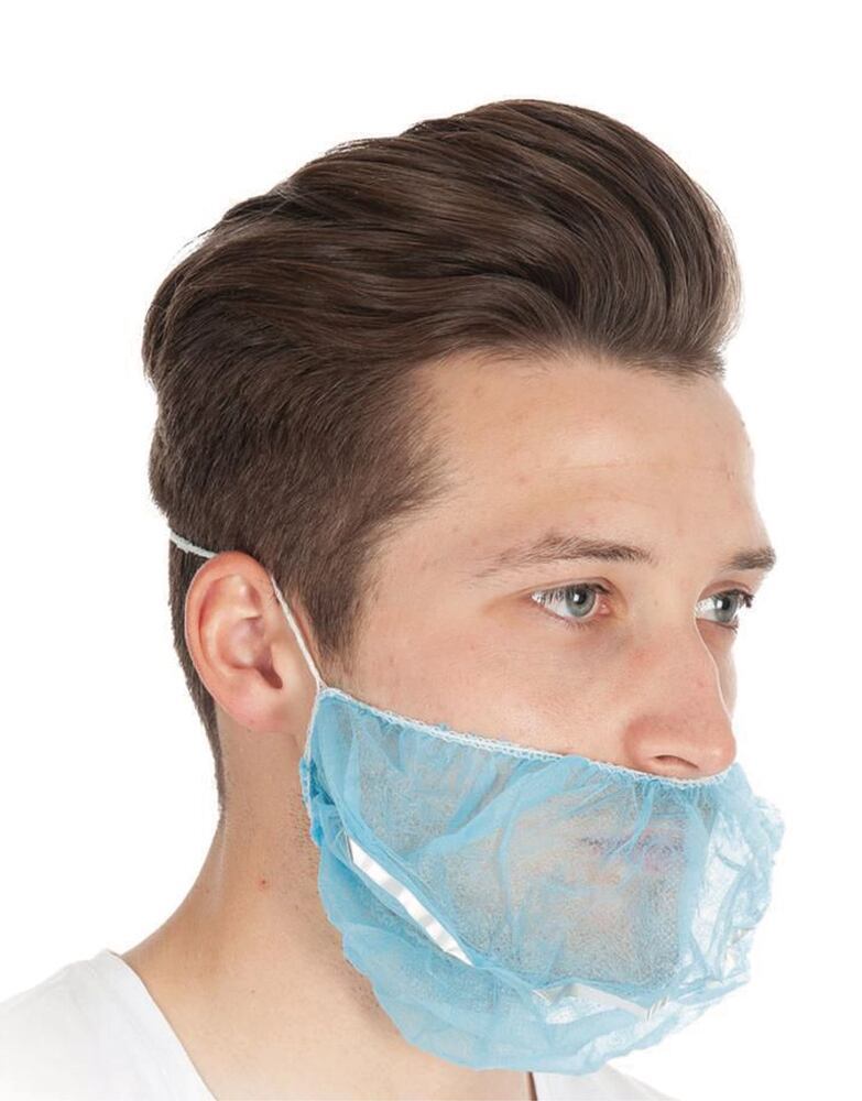 Detectable beard cover, Non-woven PP, blue, 40 x 20 cm, 100 unit(s) - Luminix Health