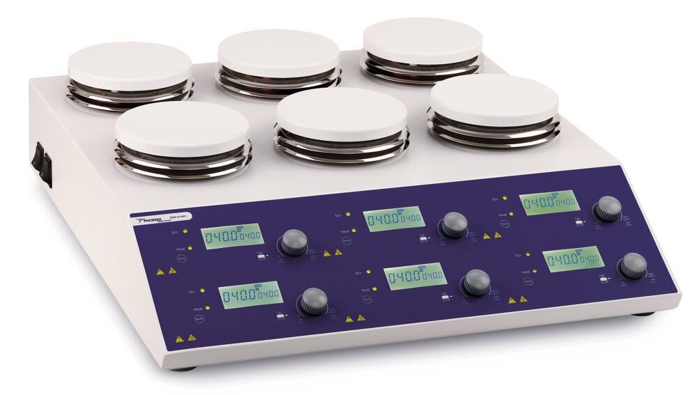 Multi-pos. magnet stirrers RSM-03-6KH, incl. six Pt 1000 temperature gauges, - Luminix Health