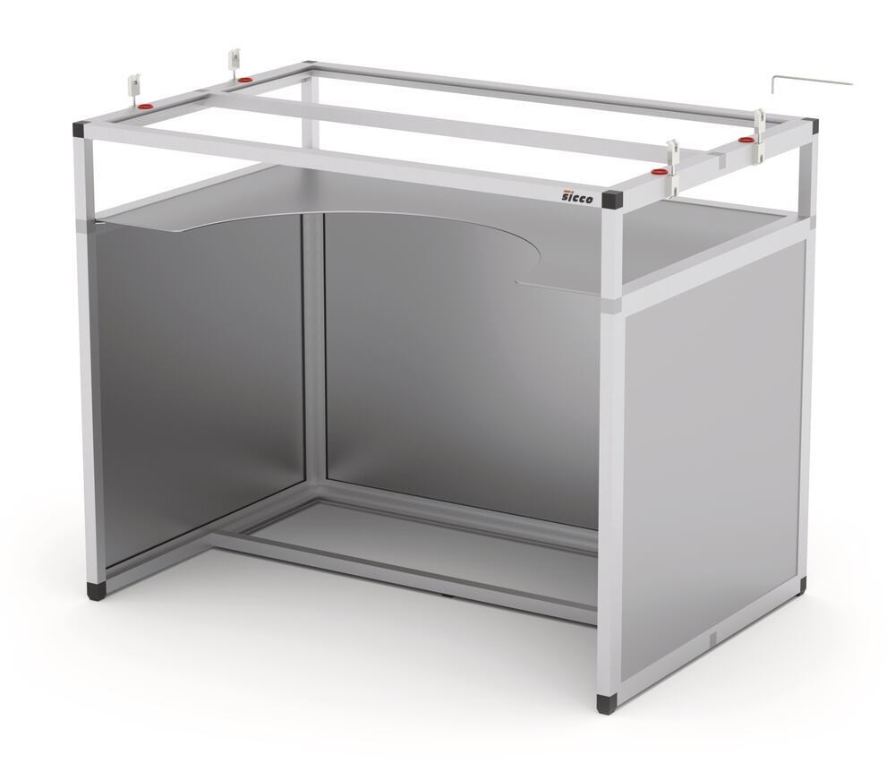 Rack for SICCO glove box, Seated work pos., alu, 890x720x600 mm, 1 unit(s) - Luminix Health