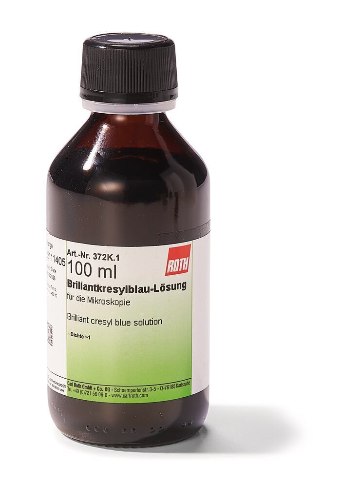 Brilliant cresyl blue solution, For staining of reticulocytes, 100 ml, glass - Luminix Health