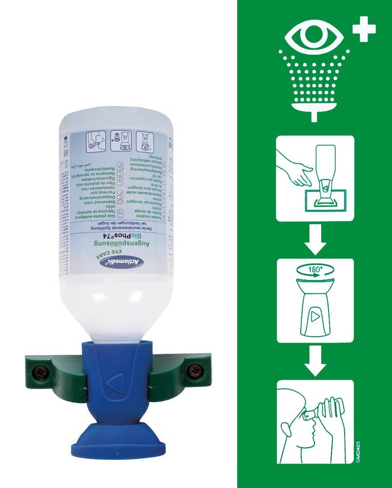 Actiomedic Single eye wash station , BioPhos®74, 250 ml eye wash, sterile - Luminix Health