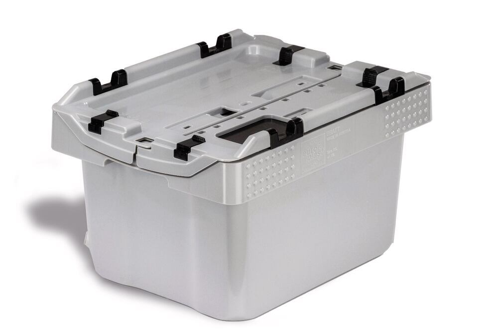Collection box for used batteries, grey, plastic, 16 l, 1 unit(s) - Luminix Health