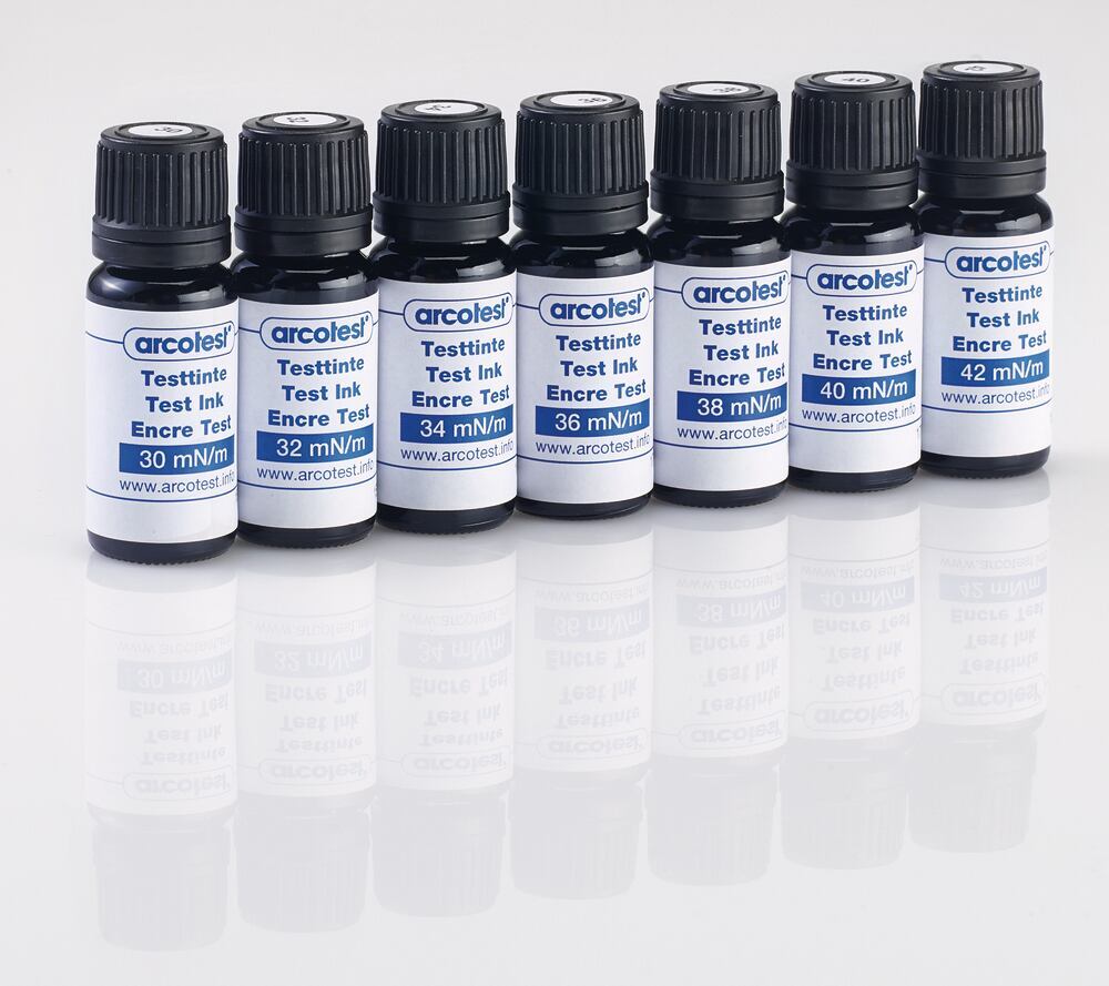 Image of Test ink blue, arcotest® 30 32 34 36 38 40 42 mN/m, with brush, UN-Nr. 1993 - Luminix Health