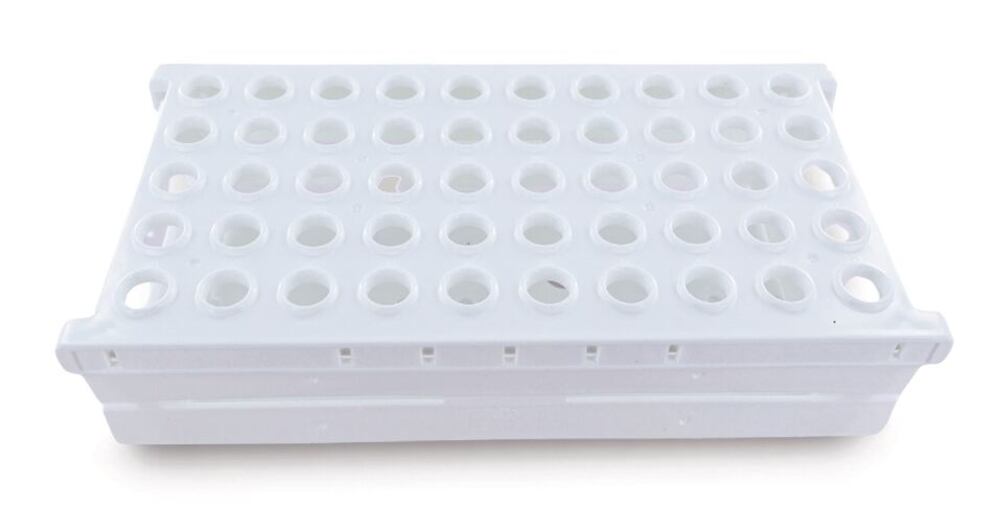 Folding sample stand, White, for Ø 13 mm tube, 5x10, 1 unit(s) - Luminix Health