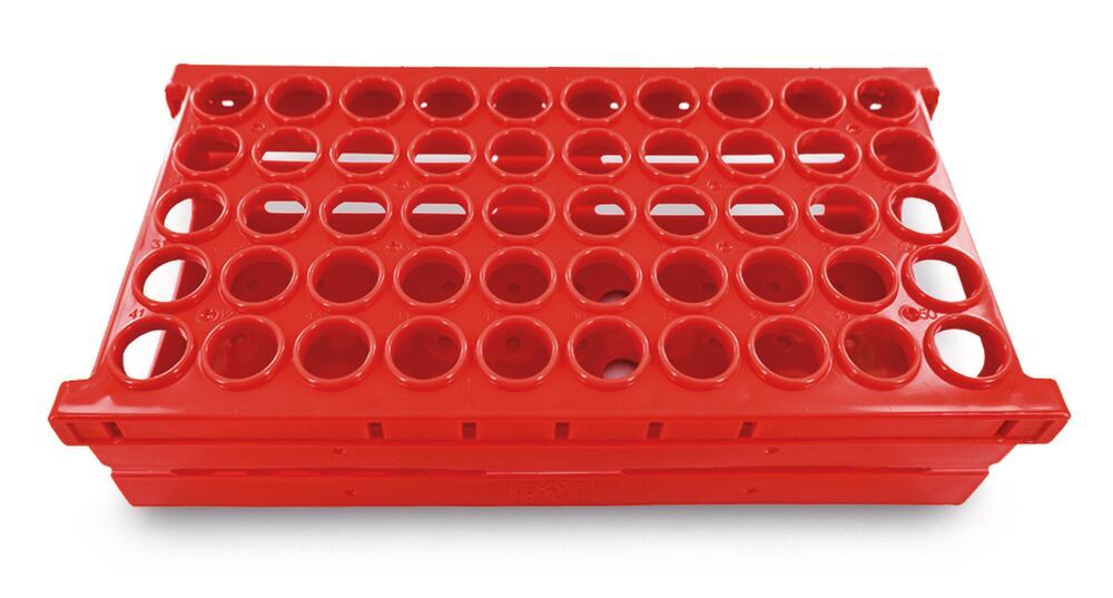 Folding sample stand, Red, for Ø 18 mm tube, 5x10, 1 unit(s) - Luminix Health