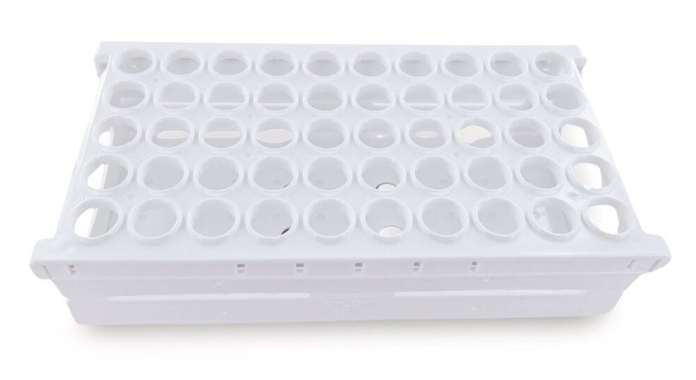 Folding sample stand, White, for Ø 20 mm tube, 5x9, 1 unit(s) - Luminix Health