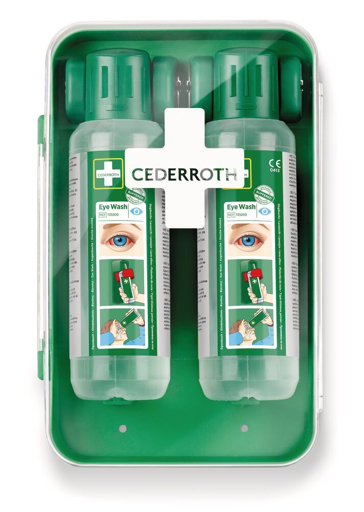CEDEROTH Eye Wash Cabinet, Wall box incl. 2 x eye wash, 500 ml, 1 unit(s) - Luminix Health