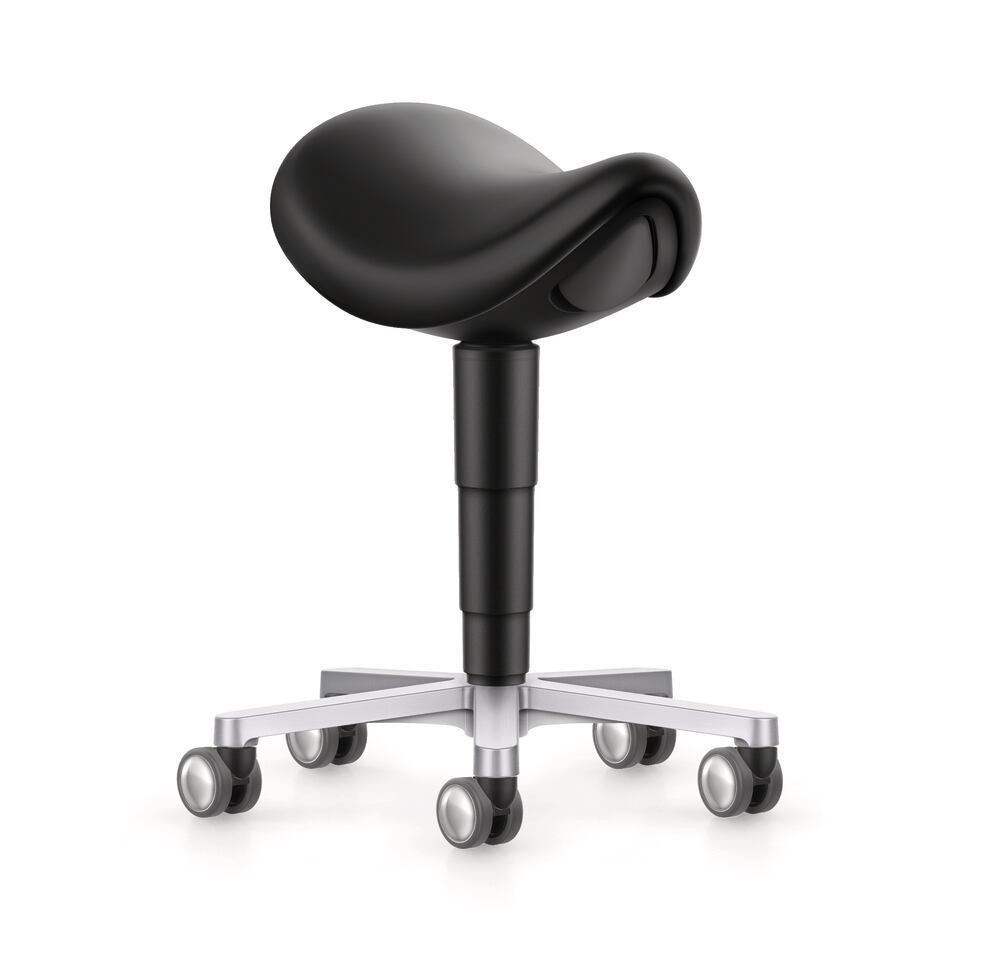 Saddle stool, black, Faux-leather, seat height, 540-800 mm, 1 unit(s) - Luminix Health