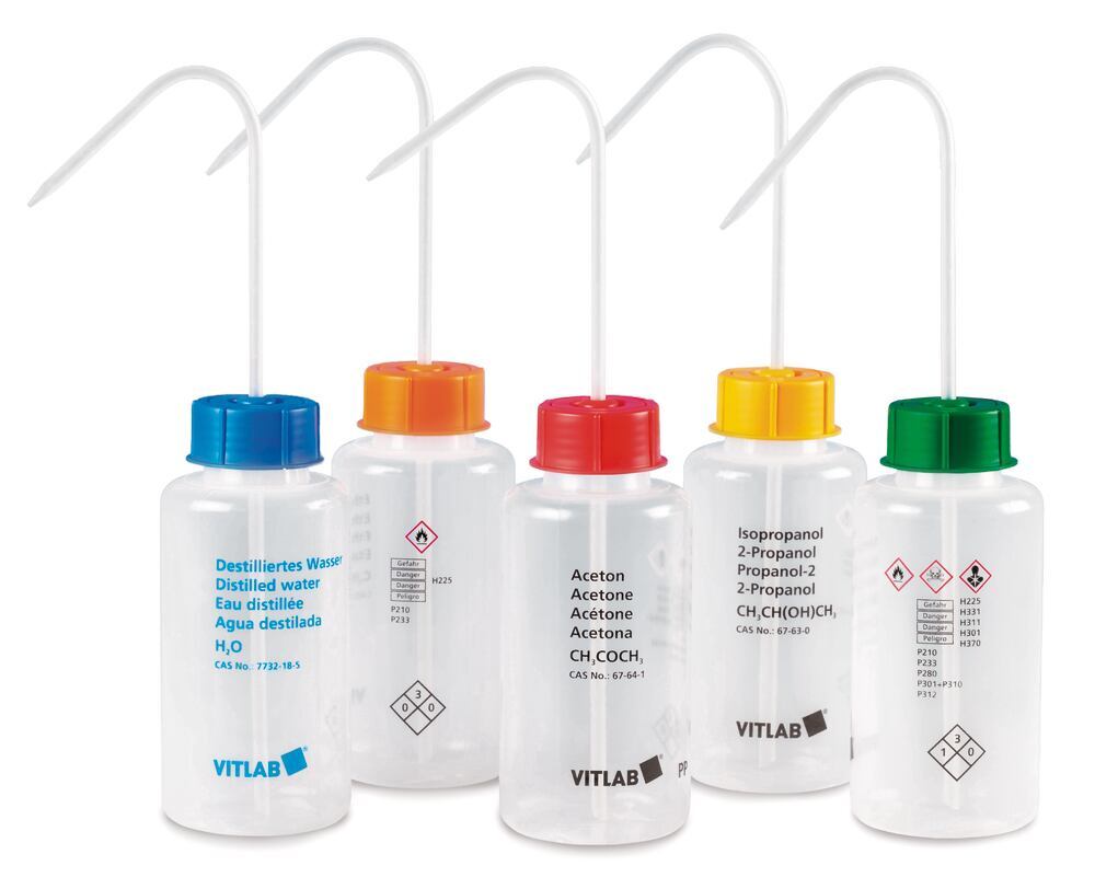 Spray bottle, VITsafe, PE, VC, WH, Ethyl acetate, red cap, 1000 ml, 1 unit(s) - Luminix Health