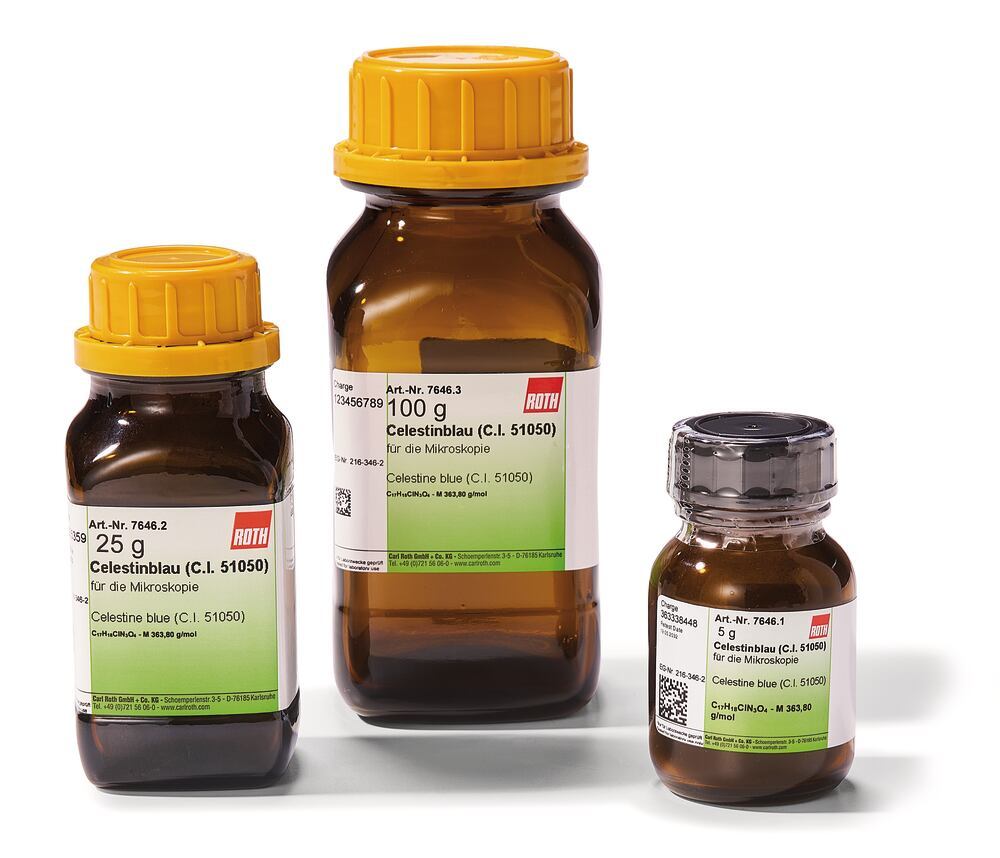 Celestine blue (C.I. 51050), for microscopy, 5 g, glass - Luminix Health