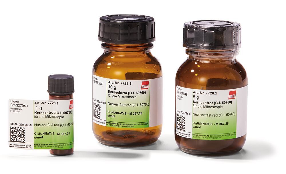 Nuclear fast red (C.I. 60760), for microscopy, 1 g, glass - Luminix Health
