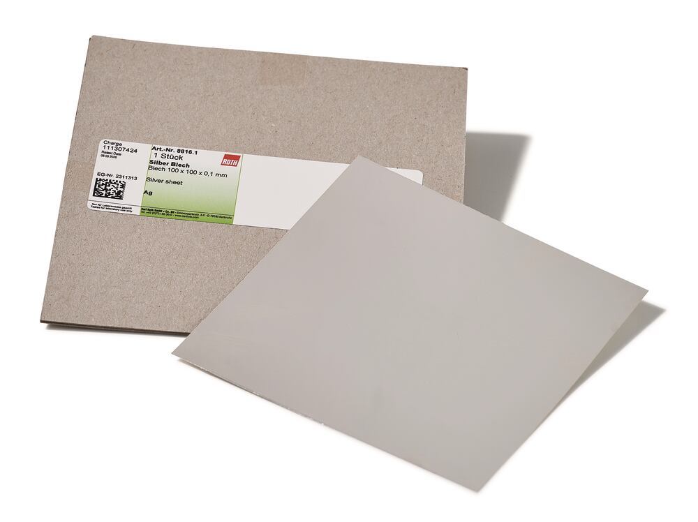 Silver sheet, Sheet 100 x 100 x 0.1 mm, 1 unit(s), cardboard - Luminix Health