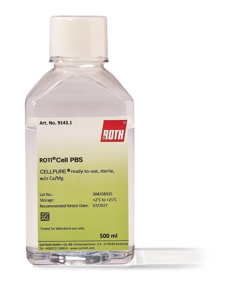 ROTI®CELL 10x PBS, sterile, w/o Ca/Mg, CELLPURE®, 1 l, plastic - Luminix Health