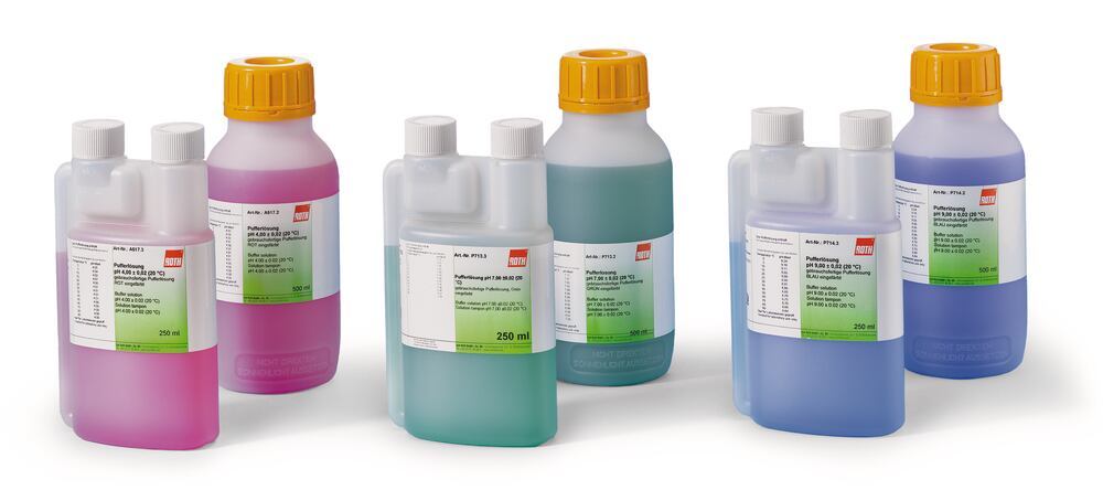 Buffer solution pH 9.00 ±0.01 (20 °C), ROTI®Calipure, tinted blue, 250 ml - Luminix Health