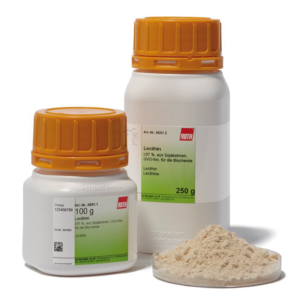 Lecithin, min. 97 %, made from soybeans, GMO-free, for biochemistry, 100 g - Luminix Health