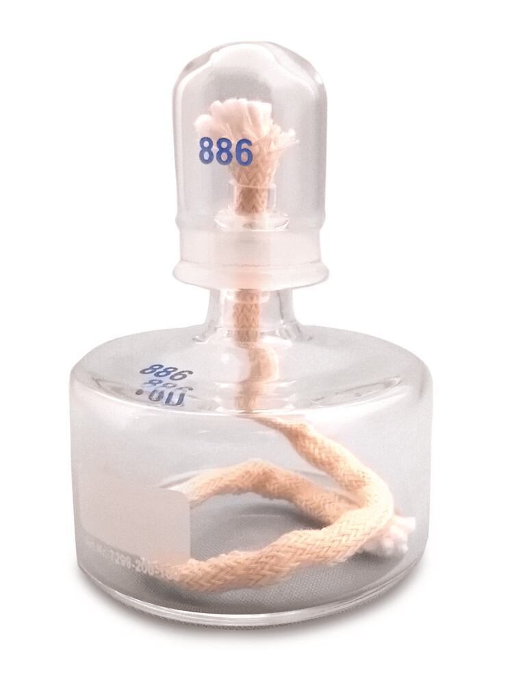 Spirits burner, made of soda lime-glass, Ø 70 mm, height 110 mm, 100 ml - Luminix Health
