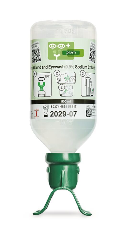 Plum wound and eye wash, 0.9% sodium chloride, 500 ml DUO bottle
