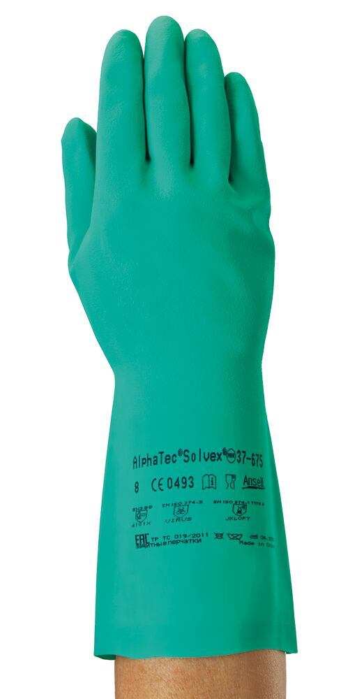 Chemical protection gloves Solvex®, 37-675, size 10, length 330 mm, green - Luminix Health