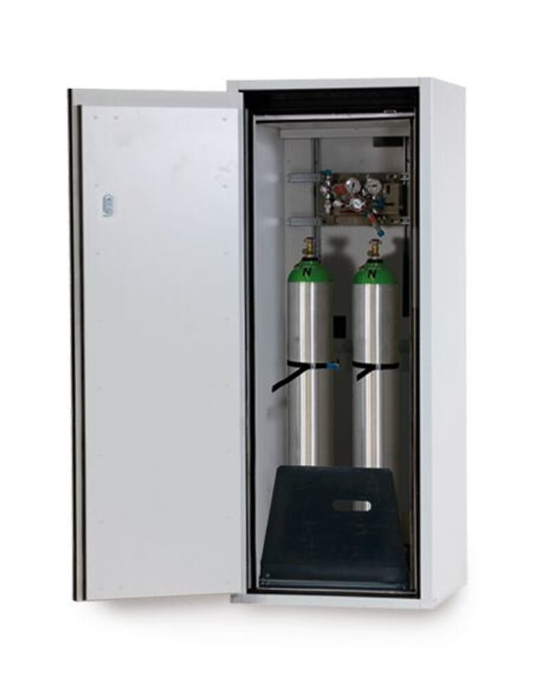 Gas cylinder cabinets G90 2 x 10 l, H 1450 mm, left stop, light grey, 1 unit(s) - Luminix Health