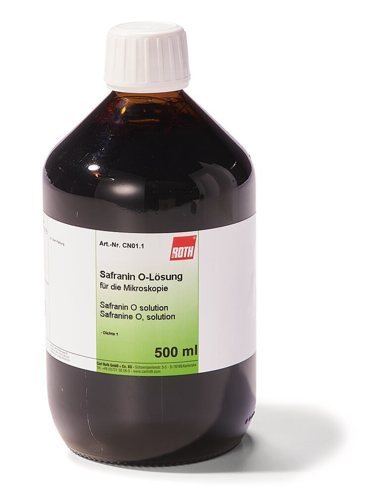 Safranin O solution, for microscopy, 500 ml, glass - Luminix Health