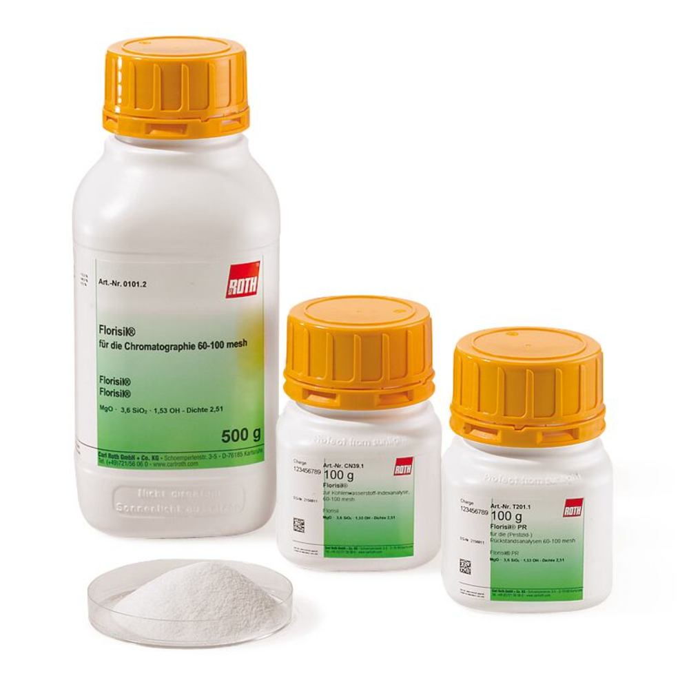 Florisil® 100-200 mesh, for chromatography, 100 g, plastic - Luminix Health