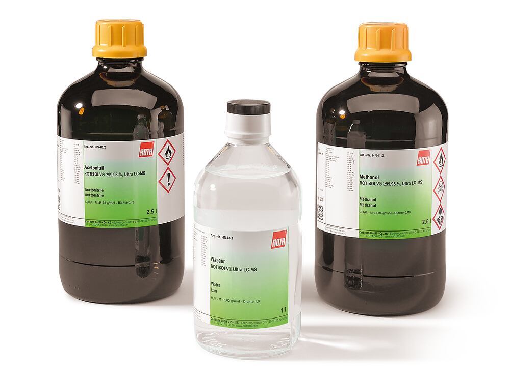 Water, ROTISOLV® Ultra LC-MS, Molar mass (M) 18,02 g/mol, Density (D) 1 g/cm³ - Luminix Health