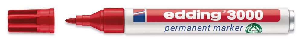Permanentmarker, edding®, 3000, red, round tip, 1,5 - 3 mm, 10 unit(s) - Luminix Health