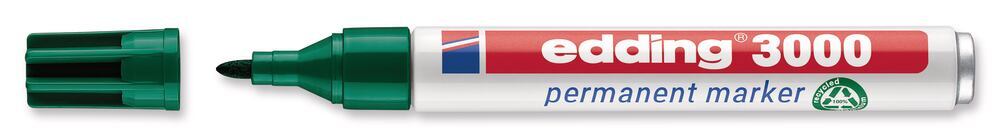 Permanentmarker, edding®, 3000, green, round tip, 1,5 - 3 mm, 10 unit(s) - Luminix Health