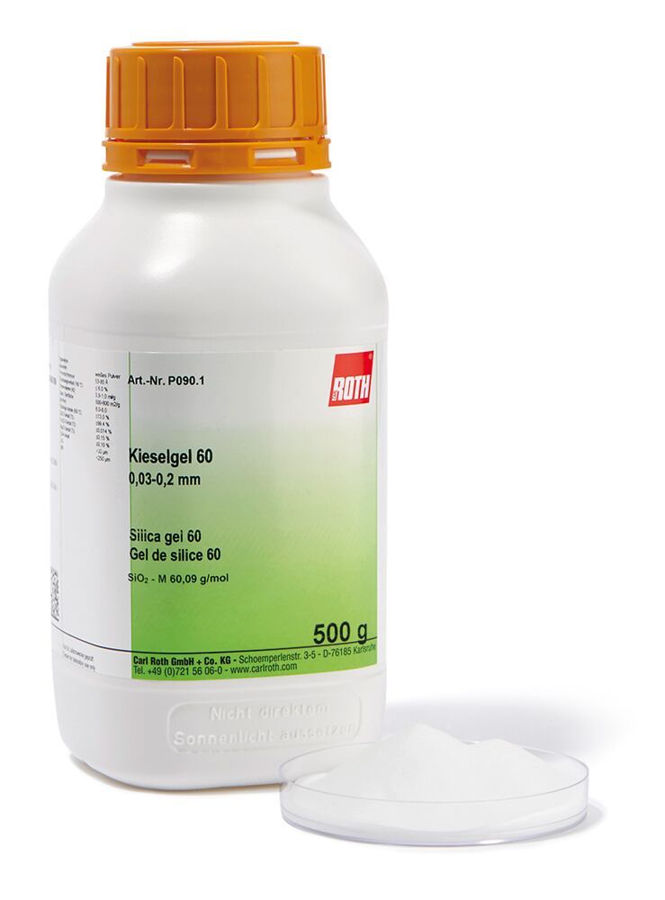Silica gel 60, 0,03-0,2 mm, 500 g, plastic - Luminix Health