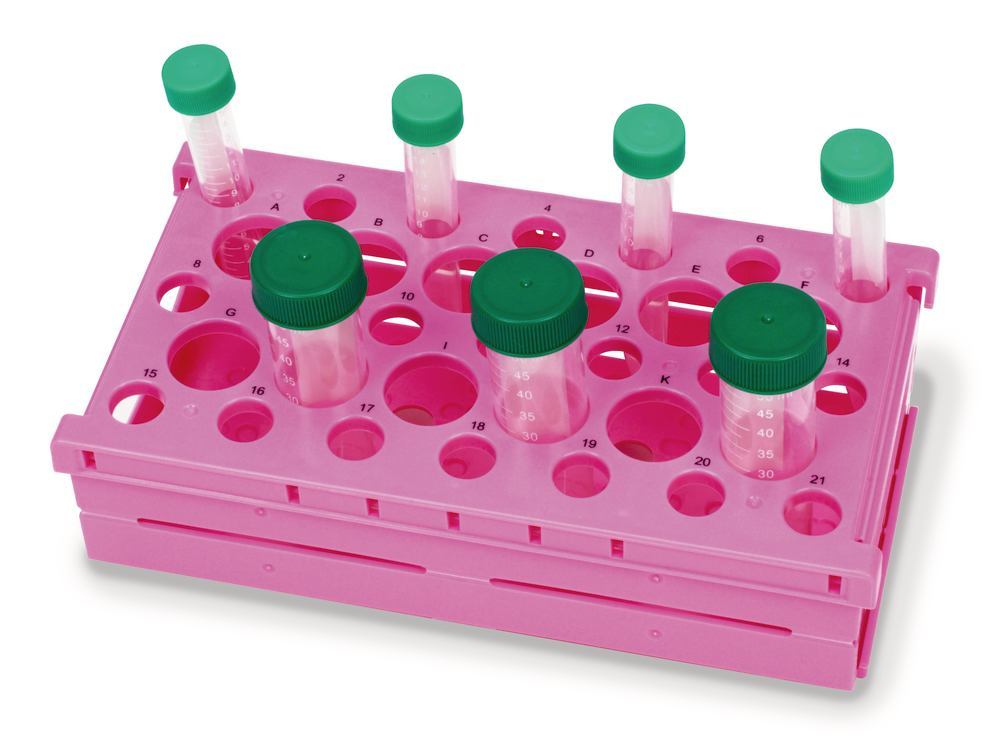Pop-UpTM Rack, pink,15/50ml centr. vials, Ø 17 / Ø 30 mm - Luminix Health