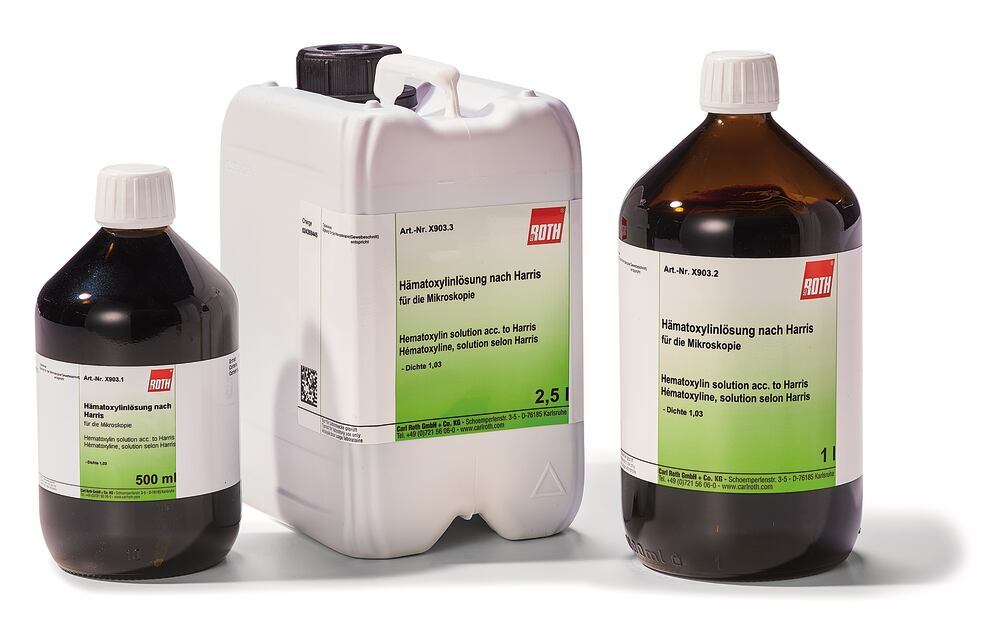 Hematoxylin solution acc. to Harris, for microscopy, 500 ml, glass - Luminix Health