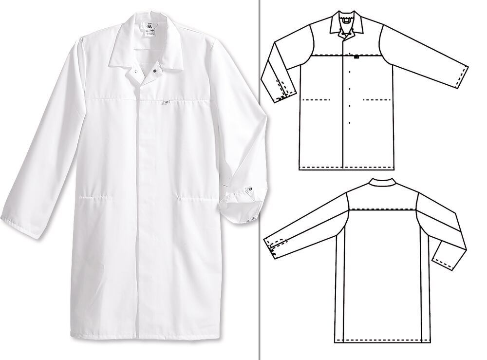 HACCP unisex lab coat, size XS, White, 65% polyester, 35% cotton, 1 unit(s) - Luminix Health