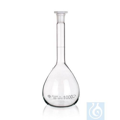 Flask, volumetric with plastic stopper NS 14/23, clear, Class A, 200ml, 10/PK